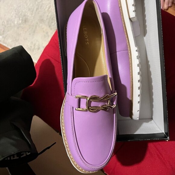 Talbots Womens LAURA Loafer 8.5 Purple:Leather Slip On Academic NEW - Picture 1 of 7